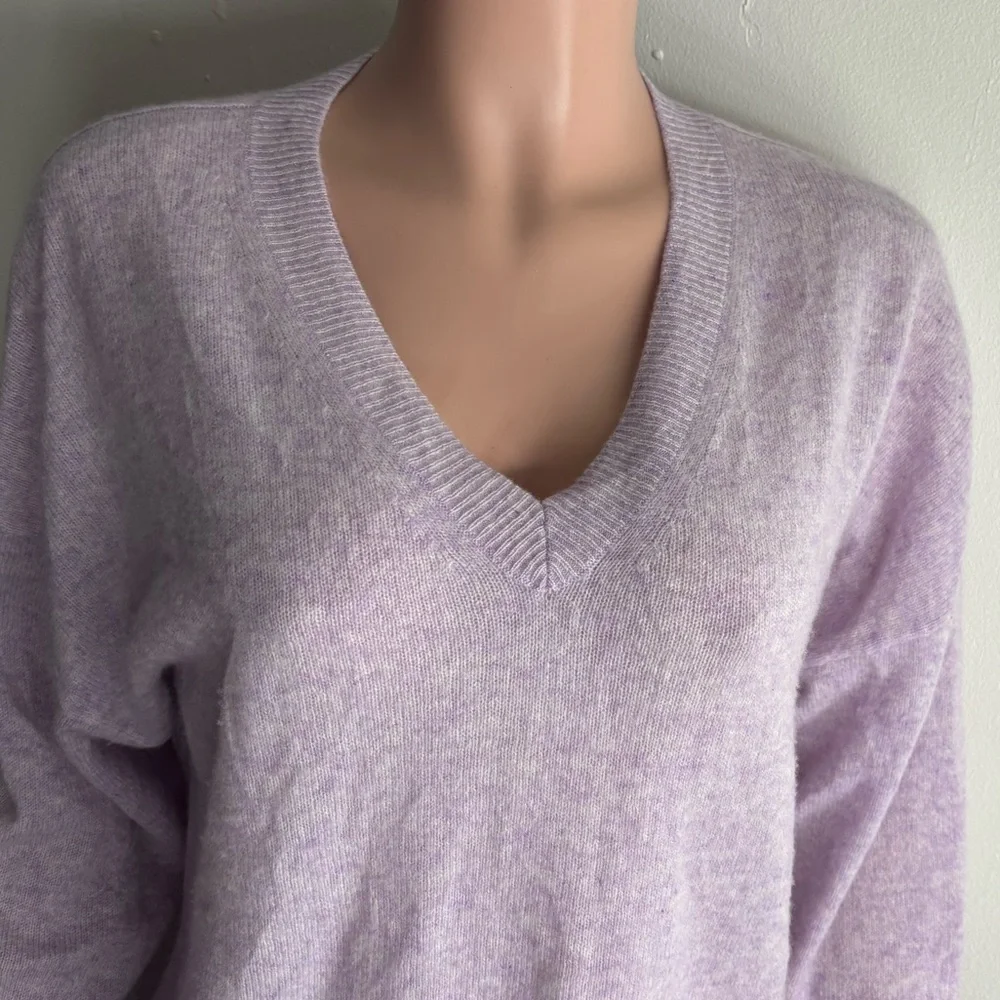 BANANA REPUBLIC Women's V-Neck Sweater - Light Pink 100% CASHMERE - Picture 6 of 13